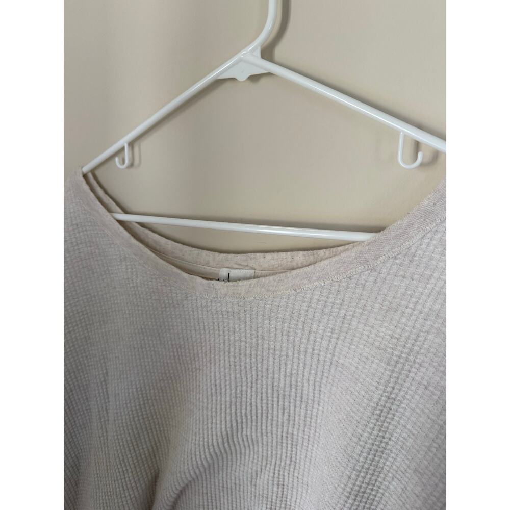 OFFLINE by Aerie Wow! Waffle Knit Pullover Beige Long-Sleeve Lounge Casual- Sz L - Picture 4 of 11